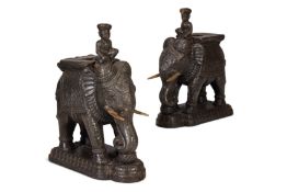TWO SHEET SILVER WOOD MODELS OF ELEPHANTS, NORTH INDIAN, FIRST HALF OF 20TH CENTURY