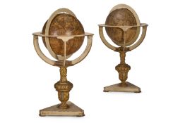 ‡ A MATCHED PAIR OF 19 INCH FLOOR-STANDING LIBRARY GLOBES