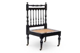 Y A SOLID EBONY SIDE CHAIR, INDIA OR CEYLON, SECOND HALF 19TH CENTURY