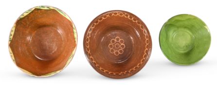 A RUSTIC PARTIALLY GLAZED POTTERY TIAN OR CONICAL MIXING BOWL, PROBABLY FIRST HALF 20TH CENTURY
