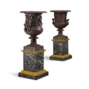 AFTER THE ANTIQUE - A PAIR OF BRONZE MEDICI AND BORGHESE VASES
