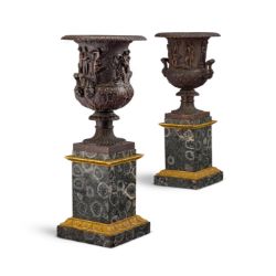 AFTER THE ANTIQUE - A PAIR OF BRONZE MEDICI AND BORGHESE VASES