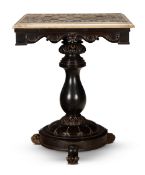 ‡ A LATE MUGHAL WHITE MARBLE, SCAGLIOLA AND MOTHER OF PEARL INLAID MARBLE CHESS BOARD
