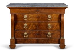 AN EMPIRE GILT BRONZE MOUNTED WALNUT COMMODE, FRENCH, EARLY 19TH CENTURY