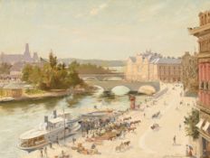 THOMAS BENJAMIN KENNINGTON (BRITISH 1856-1916), ALONG THE BANKS OF THE RIVER SEINE, PARIS