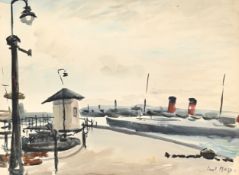 λ PAUL LUCIEN MAZE (FRENCH/BRITISH 1887-1979), LE HAVRE PORT WITH A LINER