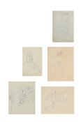 λ SIR STANLEY SPENCER (BRITISH 1891-1959), FIVE SHEETS OF FIGURE STUDIES
