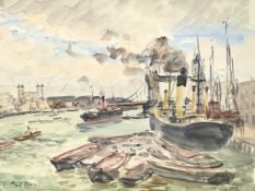 λ PAUL LUCIEN MAZE (FRENCH/BRITISH 1887-1979), THE RIVER THAMES WITH THE TOWER OF LONDON BEYOND