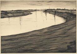CHRISTOPHER RICHARD WYNNE NEVINSON (BRITISH 1889-1946), EBB TIDE ON THE CAMBER (BLACK 51)