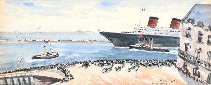 λ PAUL LUCIEN MAZE (FRENCH/BRITISH 1887-1979), THE DEPARTURE OF THE SS FRANCE FROM LE HAVRE