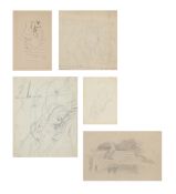 λ SIR STANLEY SPENCER (BRITISH 1891-1959), FIVE SHEETS OF STUDIES