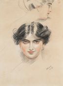 PAUL CESAR HELLEU (FRENCH 1859-1927), ÉTUDE DE DEUX TÊTES, MEDJÉ CONQUY