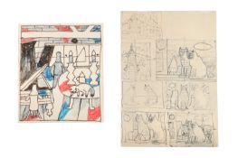 λ JULIAN TREVELYAN (BRITISH 1910-1988), SLEEPING TOM & SKETCHES FOR CATS
