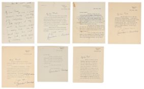 SPENCER-CHURCHILL, Baroness (Clementine) (1885-1977), One autograph and six typed letters