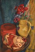 λ PAUL LUCIEN MAZE (FRENCH/BRITISH 1887-1979), STILL LIFE OF A TABLE WITH A JUG OF FLOWERS