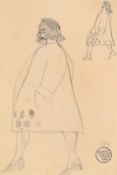 λ SIR STANLEY SPENCER (BRITISH 1891-1959), LADY WITH A SPOTTED DRESS: A DOUBLE SIDED