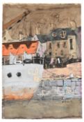 λ DOUGLAS SWAN (BRITISH 1930-2000), THE DUTCH BOAT IN ARBROATH HARBOUR