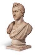 A GRAND TOUR MARBLE BUST OF A YOUNG MAN, ROME, POSSIBLY 1818
