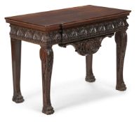 A CARVED MAHOGANY CONSOLE OR HALL TABLE, LATE 19TH OR EARLY 20TH CENTURY