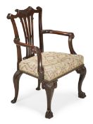 A GEORGE II MAHOGANY OPEN ARMCHAIR, IN THE MANNER OF GILES GRENDEY, CIRCA 1750