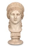 AFTER THE ANTIQUE, A WHITE MARBLE BUST OF THE GODDESS HERA, 19TH CENTURY
