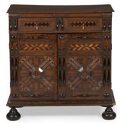 Y A CHARLES II ​OAK AND PARQUETRY ENCLOSED CHEST OF DRAWERS, PROBABLY WEST YORKSHIRE, CIRCA 1680