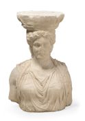 AFTER THE ANTIQUE, A LARGE SOLID PLASTER HELLENISTIC CARYATID CAPITAL, BY VIGNOLA, MODERN