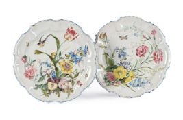 † A PAIR OF NOVE PLATES AND A MONTEITH, 18TH CENTURY