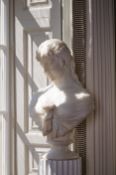 CESARE LAPINI (ITALIAN, 1848- AFTER 1893), A WHITE MARBLE BUST OF A YOUNG WOMAN, DATED 1891