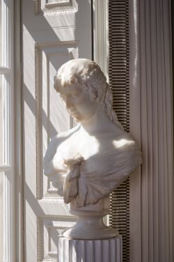 CESARE LAPINI (ITALIAN, 1848- AFTER 1893), A WHITE MARBLE BUST OF A YOUNG WOMAN, DATED 1891