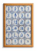 A DUTCH DELFT BLUE AND WHITE TWENTY FOUR TILE PANEL, CIRCA 1620-1650