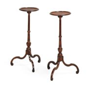 A PAIR OF GEORGE III MAHOGANY CANDLE STANDS, IN THE MANNER OF INCE & MAYHEW, CIRCA 1760