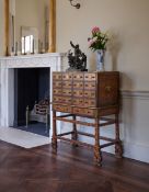 Y AN INDIAN ROSEWOOD, EXOTIC HARDWOOD AND MARQUETRY CABINET ON STAND OR CONTADOR