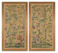 A PAIR OF CHINESE EXPORT WALLPAPER PANELS, PROBABLY 18TH CENTURY