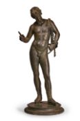 AFTER THE ANTIQUE, A LARGE BRONZE FIGURE OF NARCISSUS, PROBABLY NAPLES, LATE 19TH CENTURY