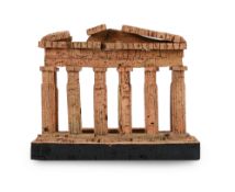 AFTER THE ANTIQUE, A SCALE CORK MODEL OF THE SECOND TEMPLE OF HERA AT PAESTUM, LATE 20TH CENTURY