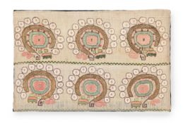 A GREEK ISLAND LINEN, SILK AND METAL THREAD EMBROIDERY, 19TH CENTURY