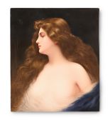 A BERLIN (K.P.M.) PORCELAIN PLAQUE PORTRAIT OF A WOMAN, 'ERBLUHT' BY WAGNER, CIRCA 1900