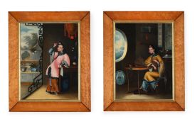 TWO FINE CHINESE EXPORT 'BEAUTY PAINTINGS', STUDIO OF LAMQUA (ACTIVE 1825-1860), 19TH CENTURY