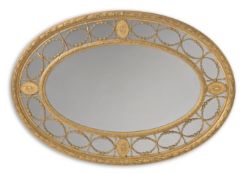 A CARVED GILTWOOD AND GESSO MARGINAL MIRROR, IN GEORGE III STYLE, 19TH CENTURY