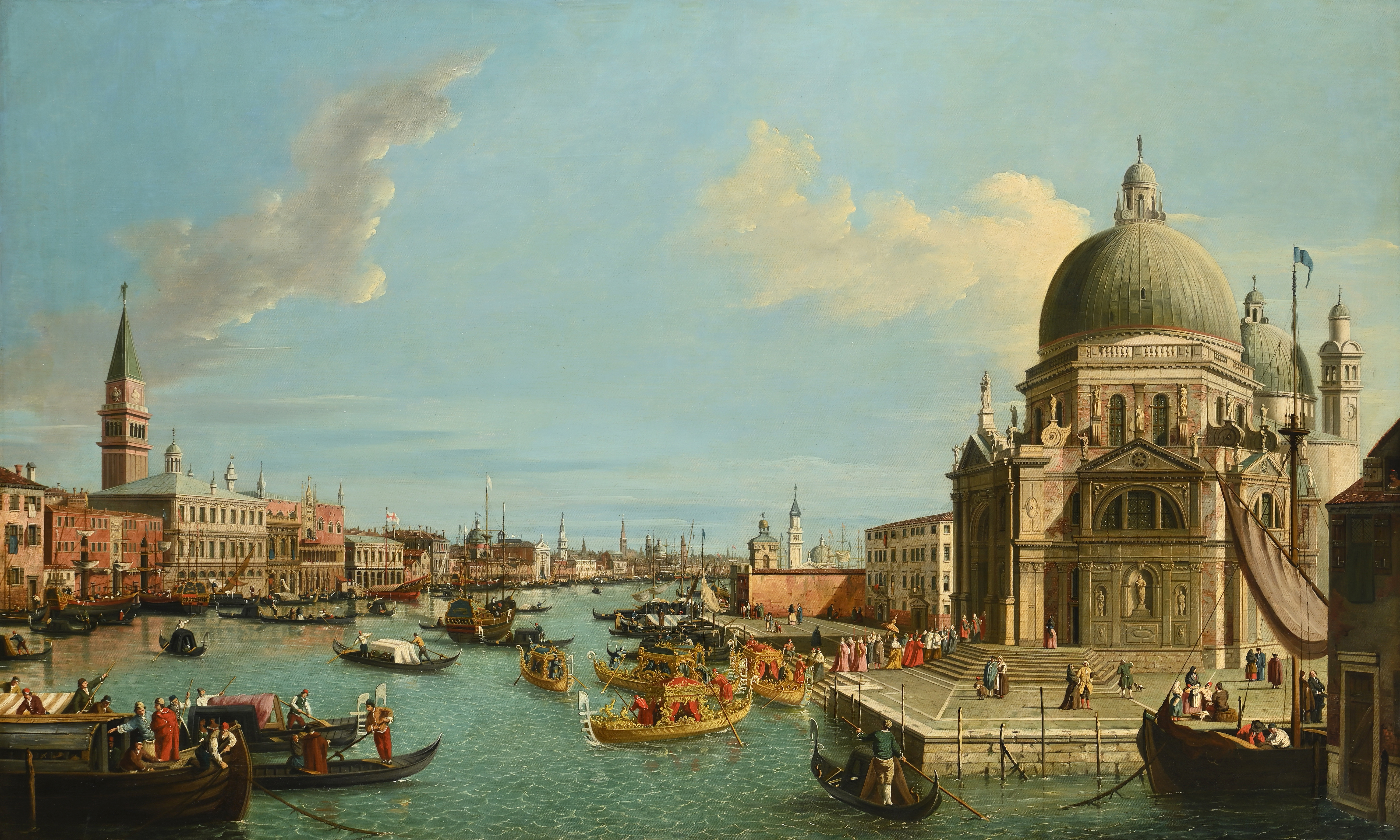 ‡ FOLLOWER OF GIOVANNI ANTONIO CANAL, IL CANALETTO, THE ENTRANCE TO THE GRAND CANAL, VENICE