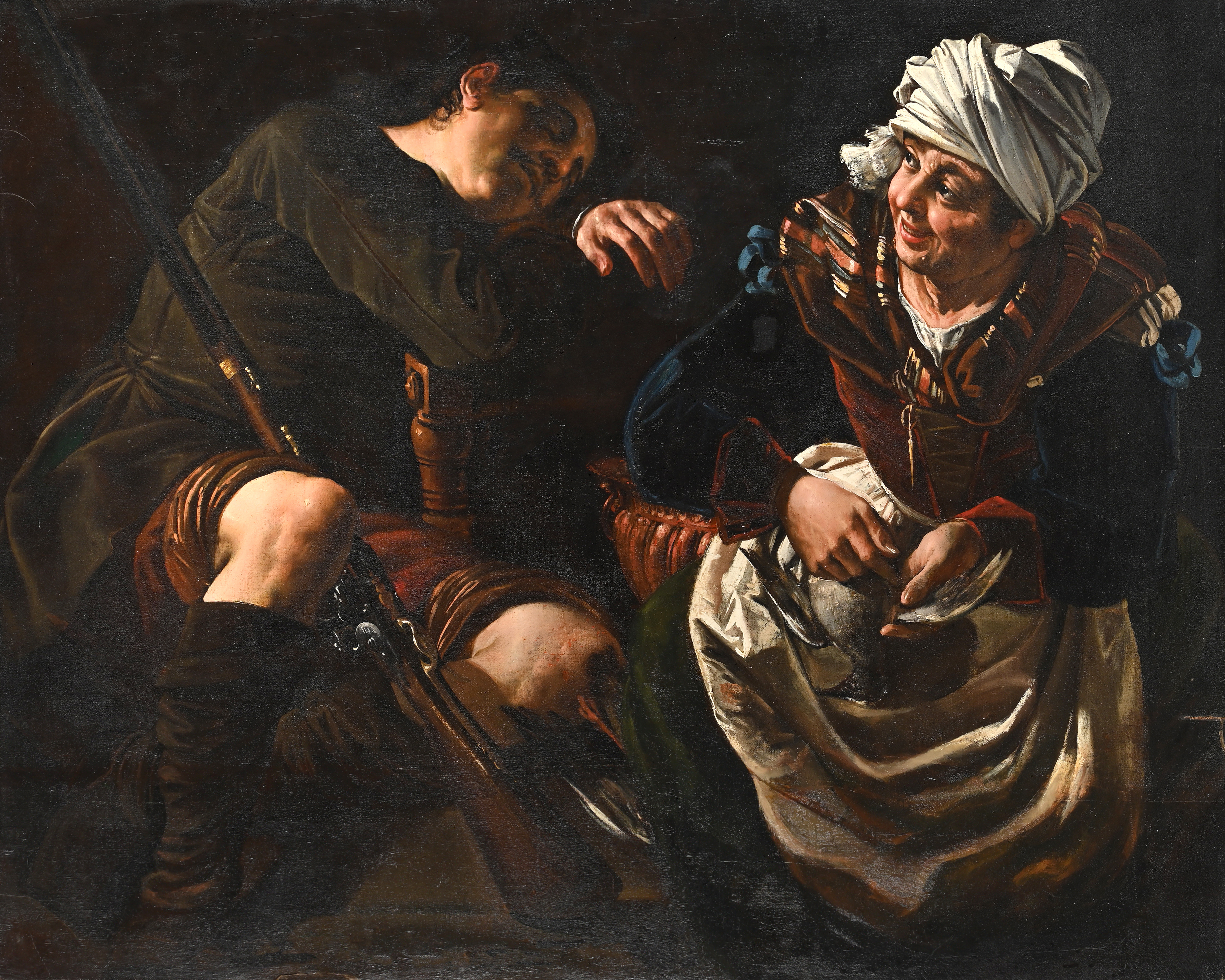 CIRCLE OF PIETRO BELLOTTI (ITALIAN 1627-1700), SLEEPING HUNTER AND COOK