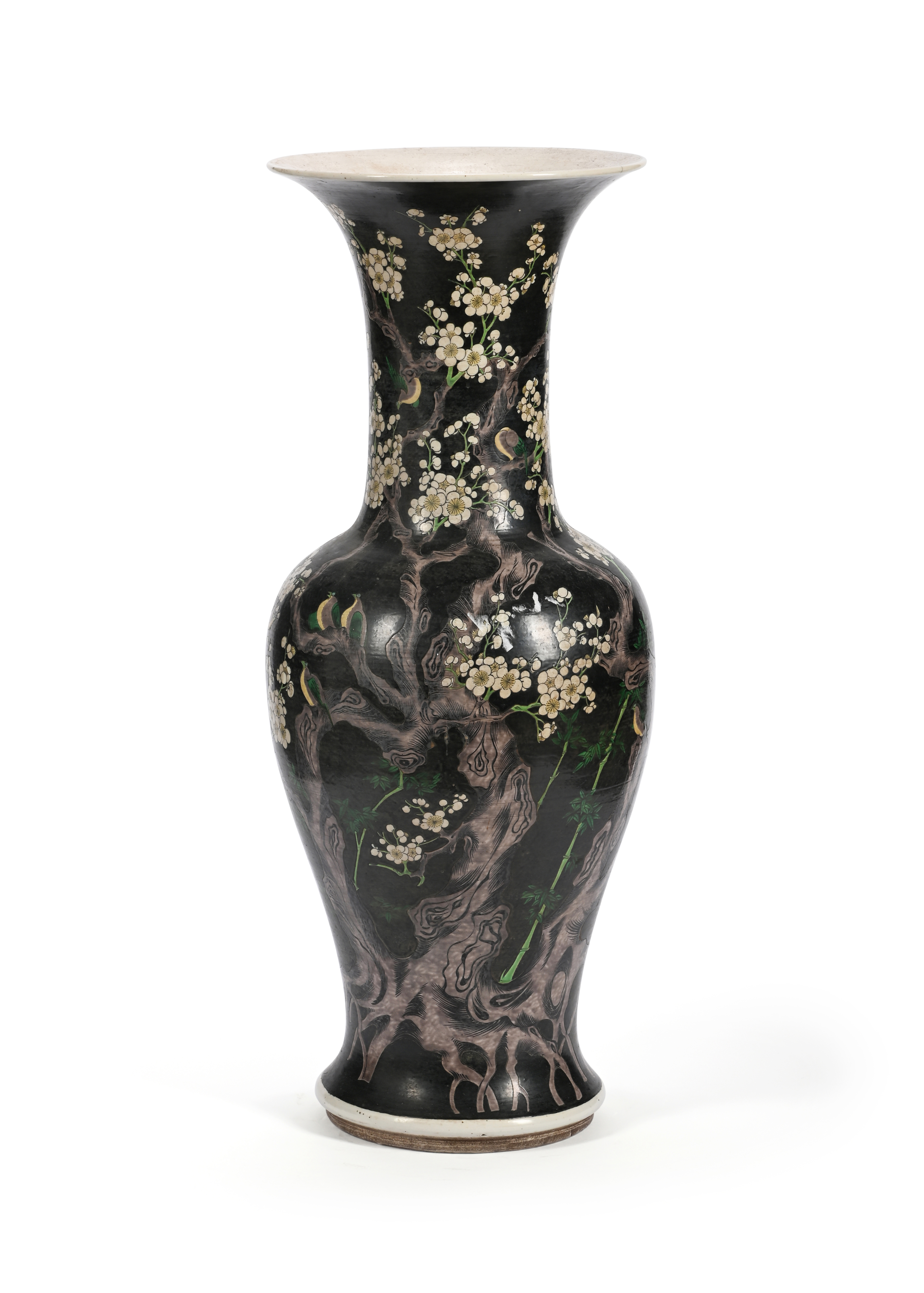 A very large Chinese Famille-Noire vase, Qing dynasty, 19th century
