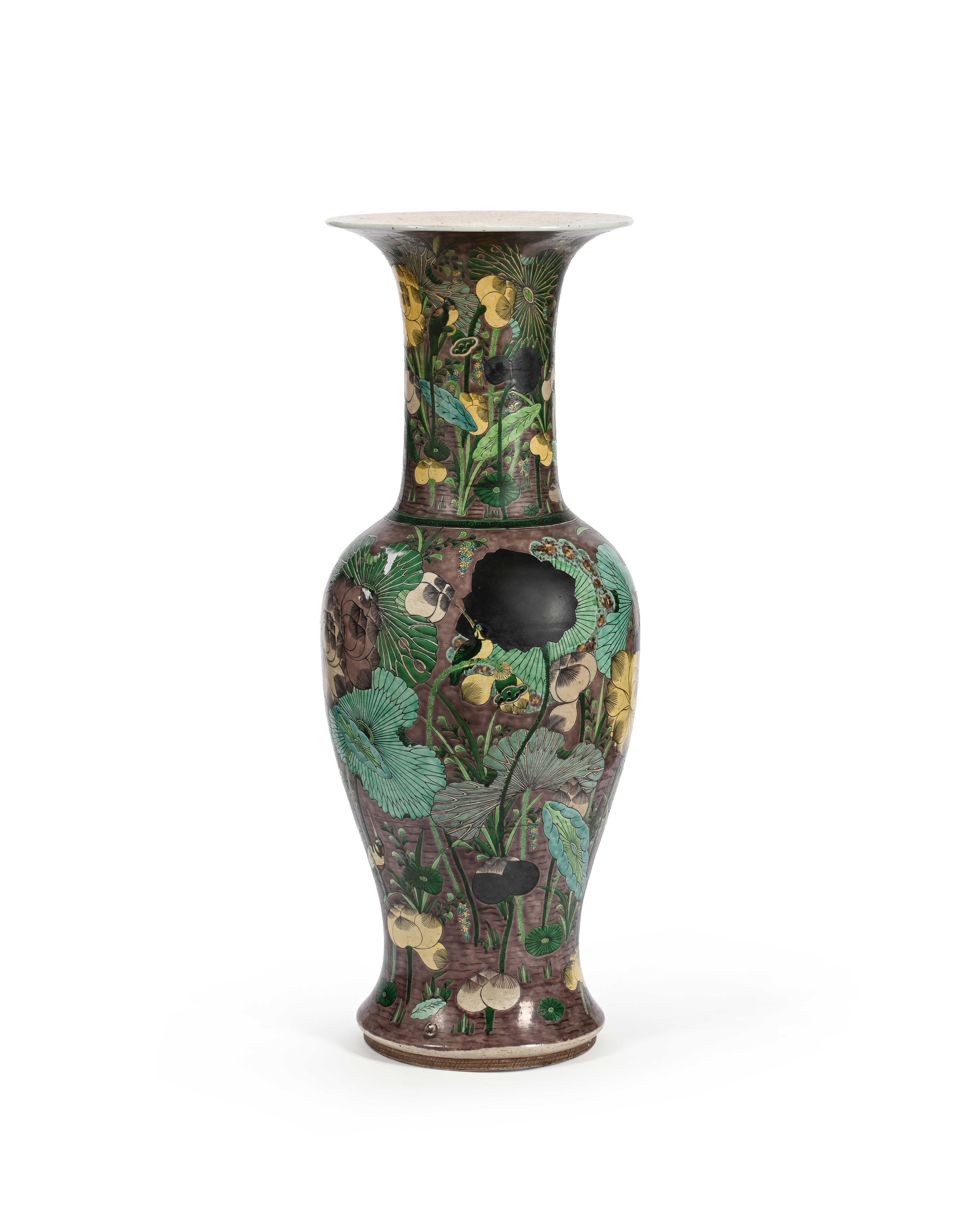 A very large Chinese Famille Noire vase, Qing dynasty, 19th century