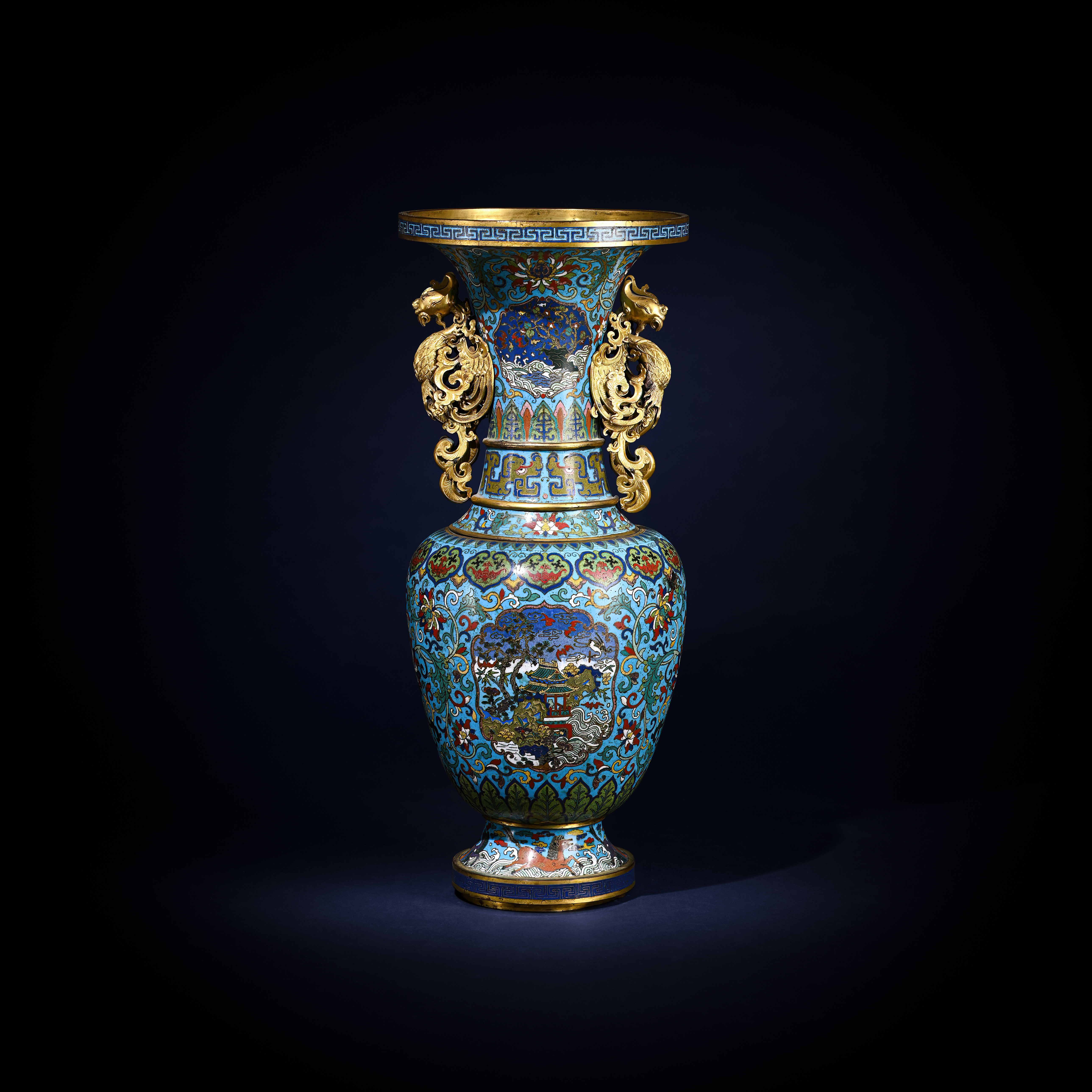 A large Chinese Imperial cloisonné archaistic vase, Qianlong period (1736-1795)