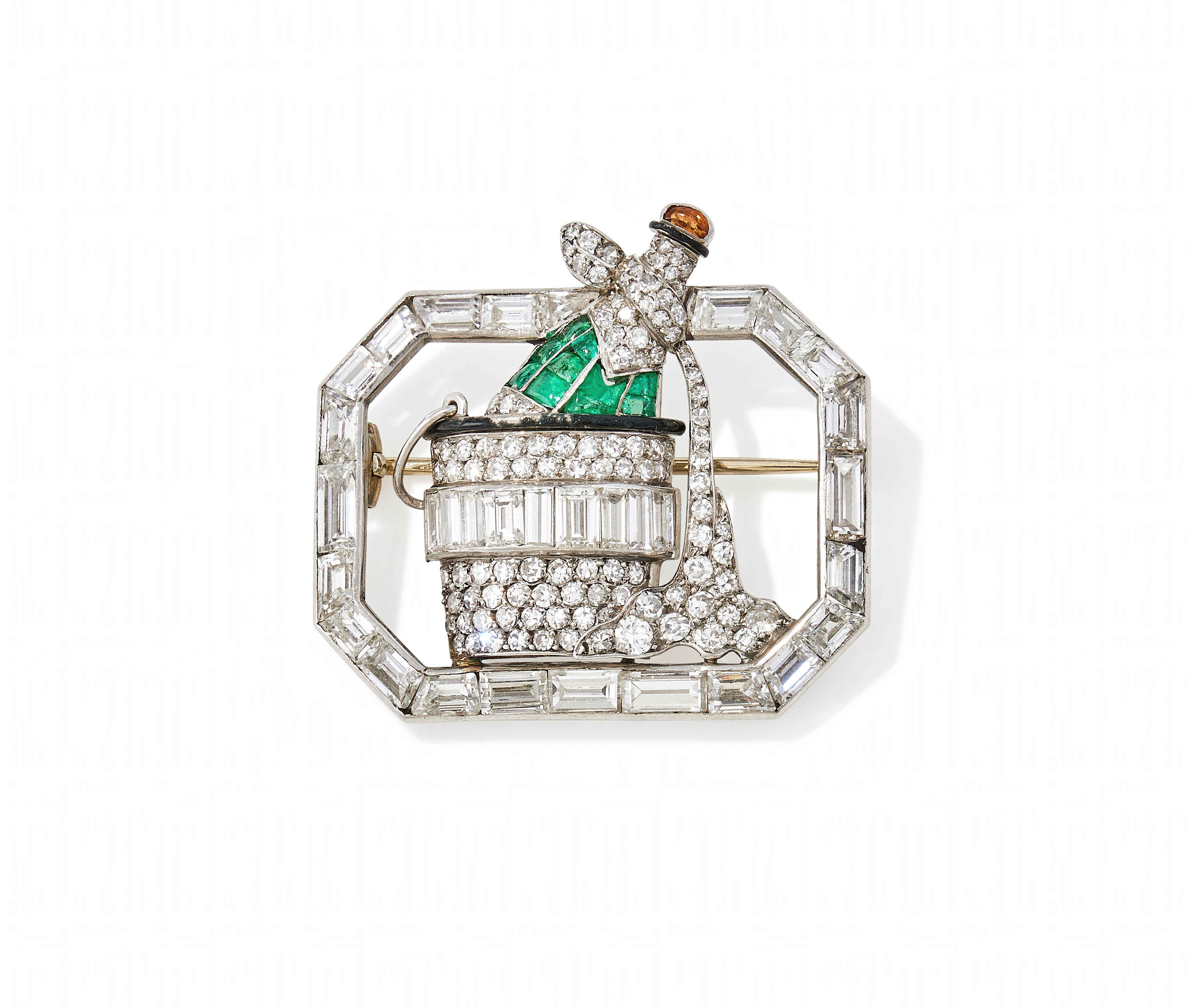 GEORGES CHABROLLE, AN ART, DECO GEM SET BROOCH