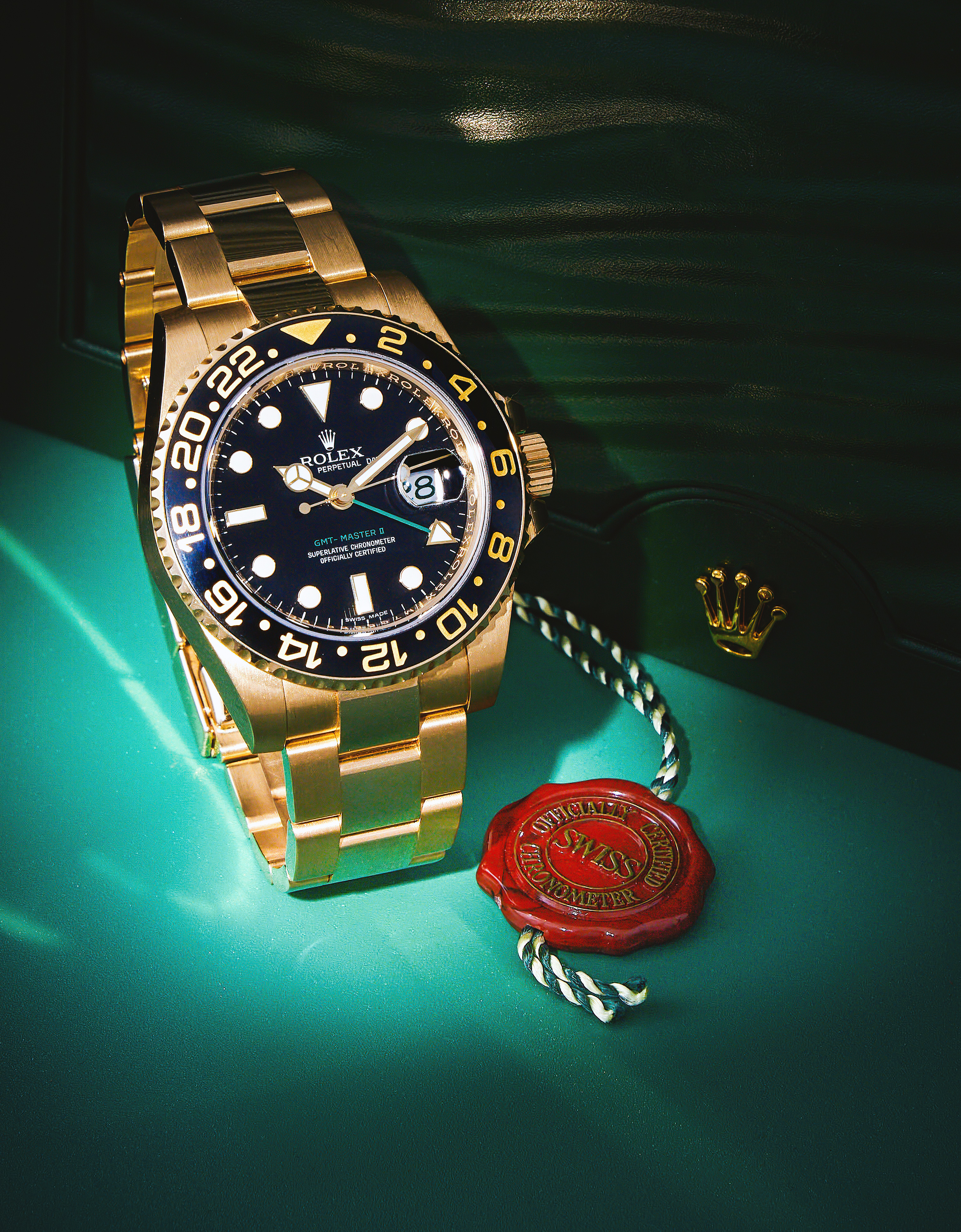 ROLEX, OYSTER PERPETUAL GMT-MASTER II, REF. 116718LN, AN 18 CARAT GOLD BRACELET WATCH WITH DATE