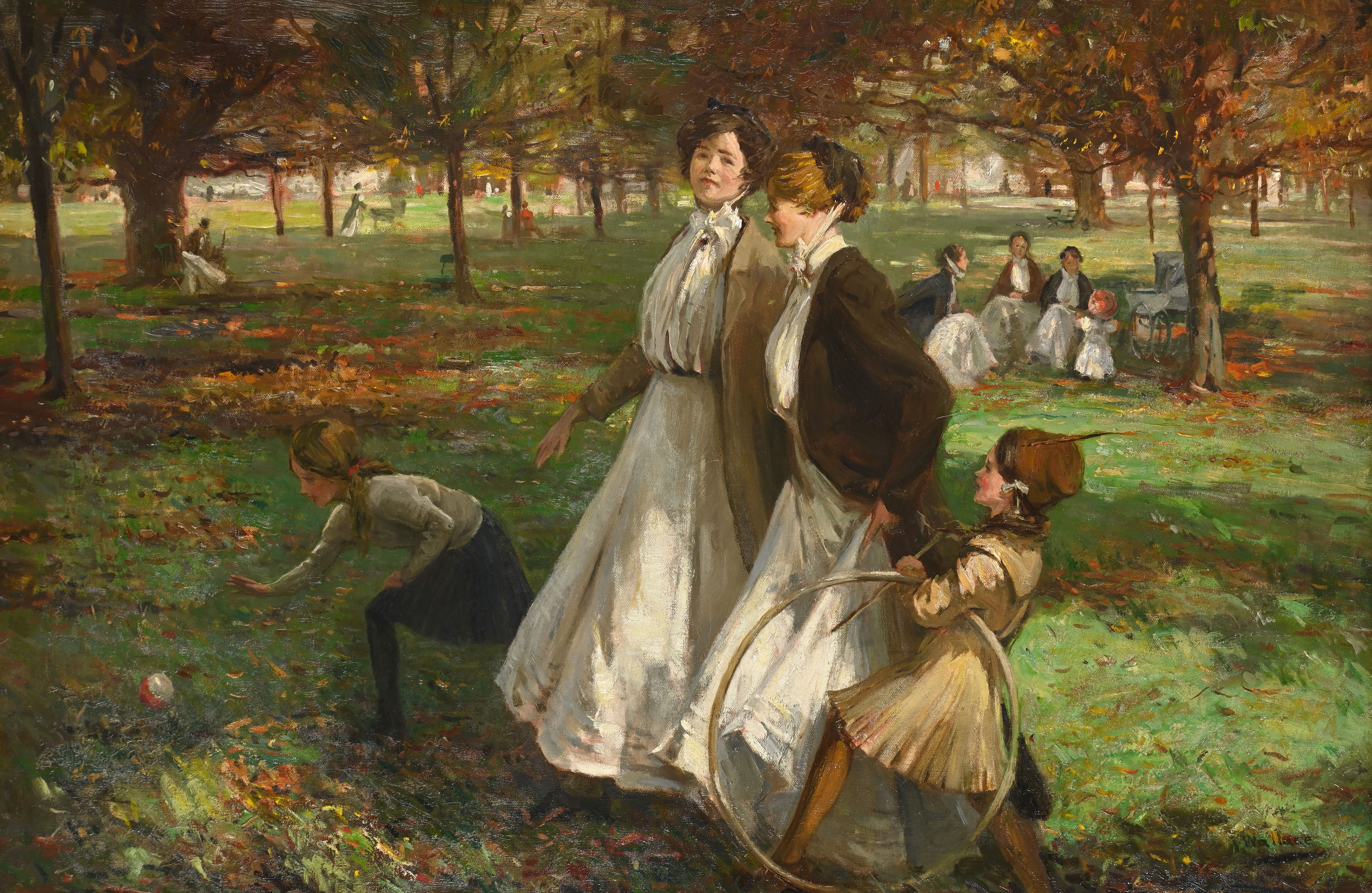 JAMES WALLACE (BRITISH 1872-1911), AUTUMN IN KENSINGTON GARDENS