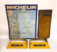Two Michelin Forecourt Signs, Two Tyre Display Stands. Two Michelin Forecourt signs, one depicting a