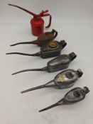 Six mixed Oil Cans including a Tho Duco 1/3 pt. Six mixed Oil Cans including one Tho Duco 1/3 pt and